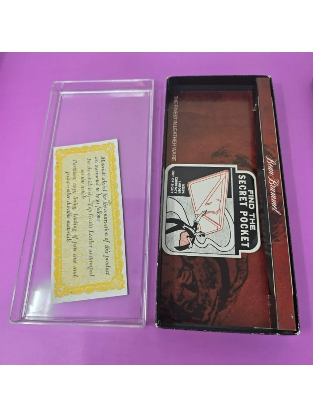 Vintage‎ Beau Brummel Split Buffalo Hide Men’s Wallet Brown Bifold NOS In Case